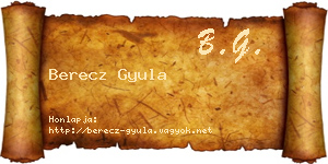 Berecz Gyula névjegykártya